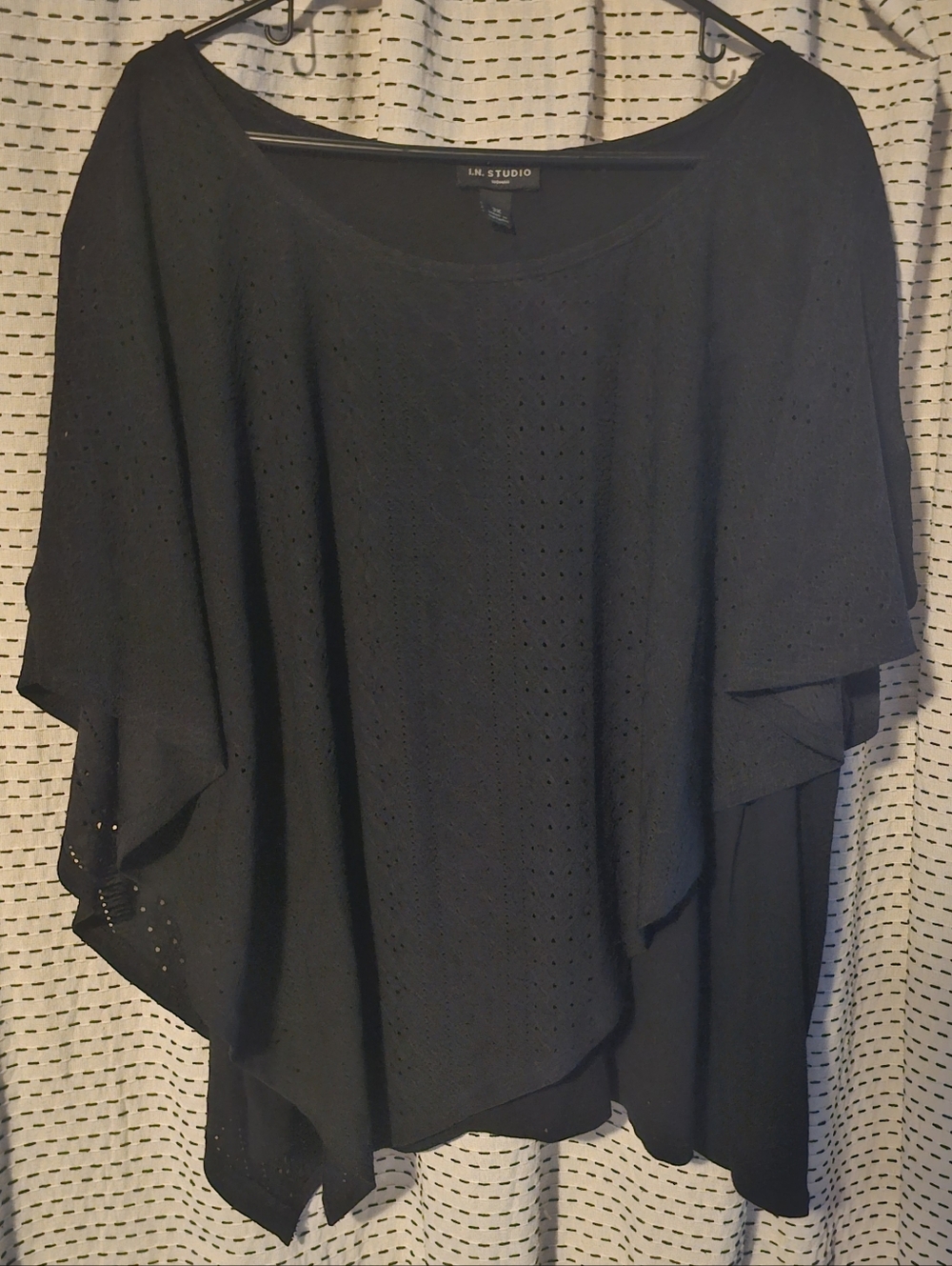 I.N. Studio Black Eyelet Layered Blouse